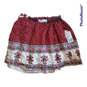 FOREVER 21 Red White Print Flare Skater Skirt - Size XS